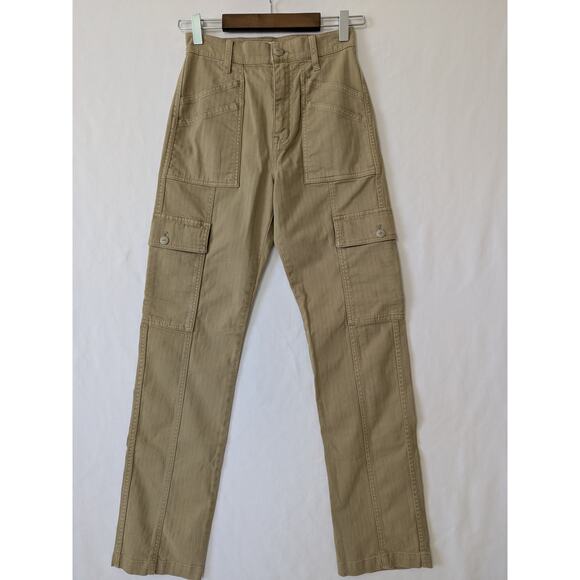 Madewell 90s Straight Cargo Pants‎ Womens High-Rise Tan Size 23 Cotton Stretch - Picture 1 of 10